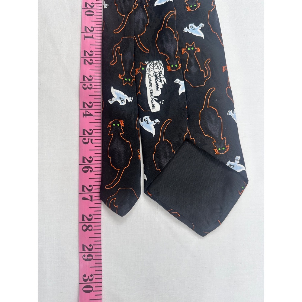 Halloween Black Cat Ghost‎ Novelty Tie Made in USA